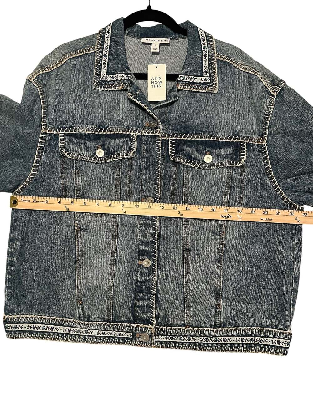 NWT And Now This Oversized Embroidered Denim Jacket (FB2) - Picture 4 of 6
